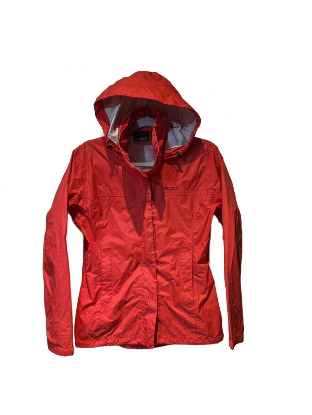 Marmot Small Precip Rain Jacket Red Full-Zip, Hood, Pit Zips salmon/coral